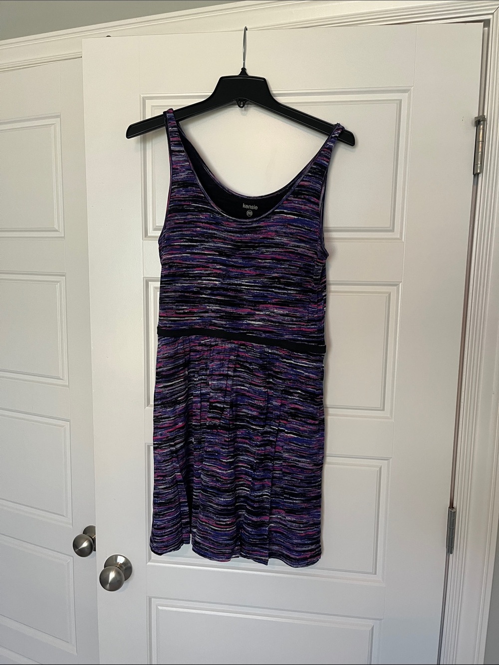 kensie Purple & Black Striped Tank Dress
